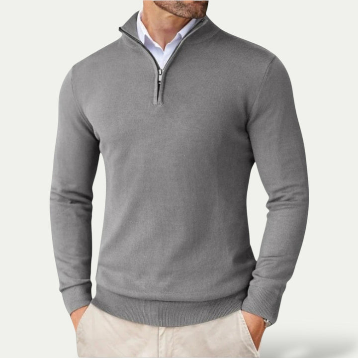 Tobias | Men's Cashmere blend Pullover with Half Zip and Long Sleeves