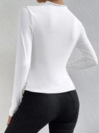 Ravishing black long sleeve shirt made from high stretch jersey fabric featuring stylish ruching detail for a flattering fit. - 7