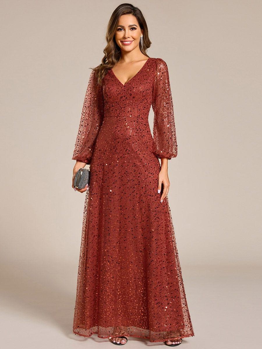 Rayven Evening Dress | V-Neck Sequin A-Line Black Formal Gown 11