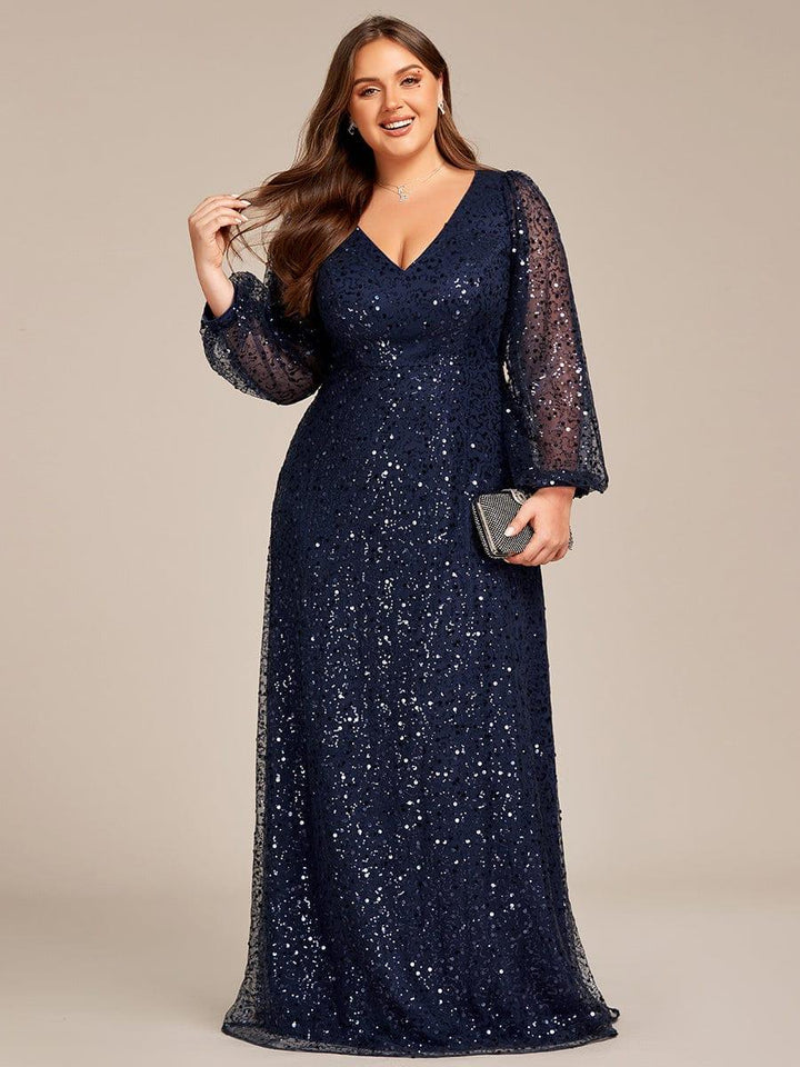 Rayven Evening Dress | V-Neck Sequin A-Line Black Formal Gown 12