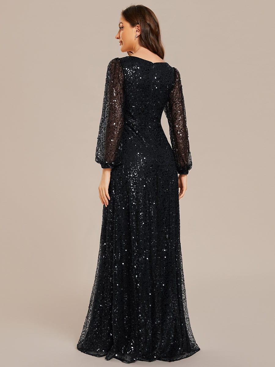 Rayven Evening Dress | V-Neck Sequin A-Line Black Formal Gown 4
