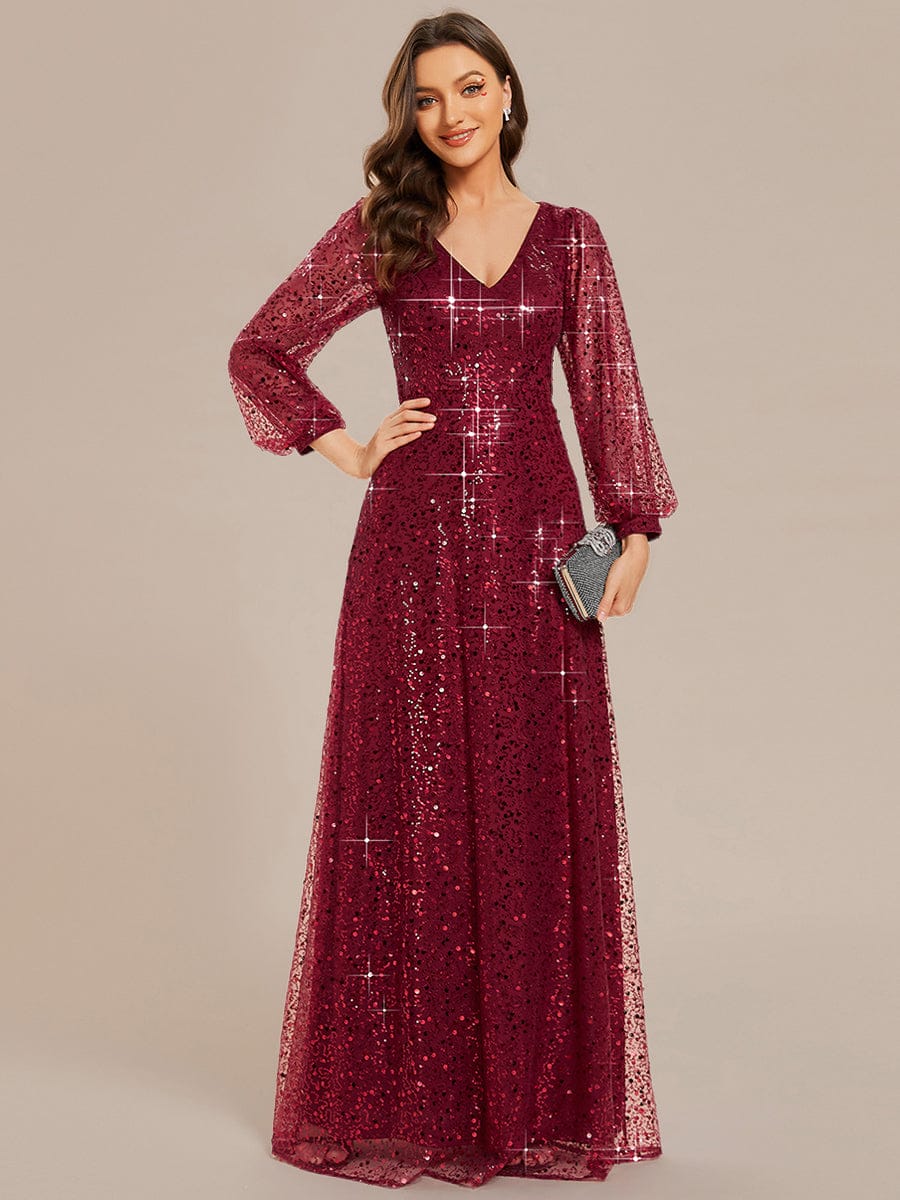 Rayven Evening Dress | V-Neck Sequin A-Line Black Formal Gown 5