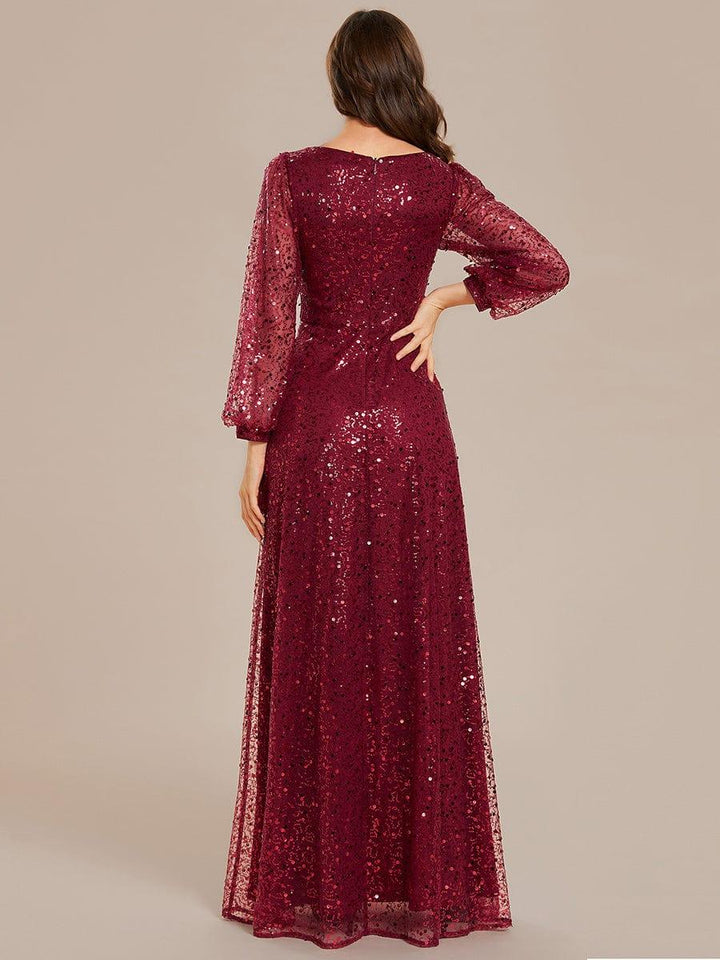 Rayven Evening Dress | V-Neck Sequin A-Line Black Formal Gown 6
