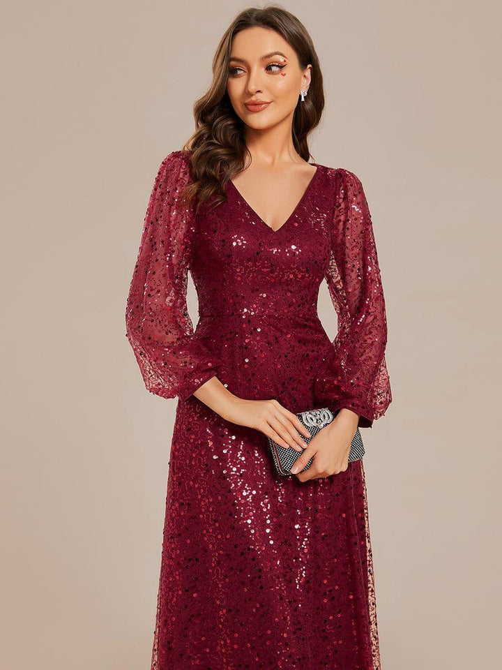 Rayven Evening Dress | V-Neck Sequin A-Line Black Formal Gown 7