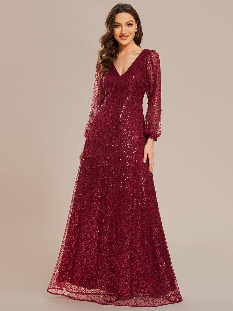 Rayven Evening Dress | V-Neck Sequin A-Line Black Formal Gown 8