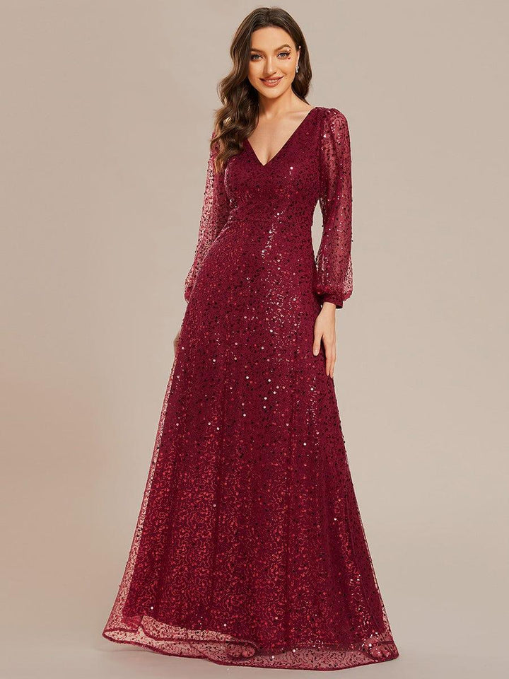Rayven Evening Dress | V-Neck Sequin A-Line Black Formal Gown 8