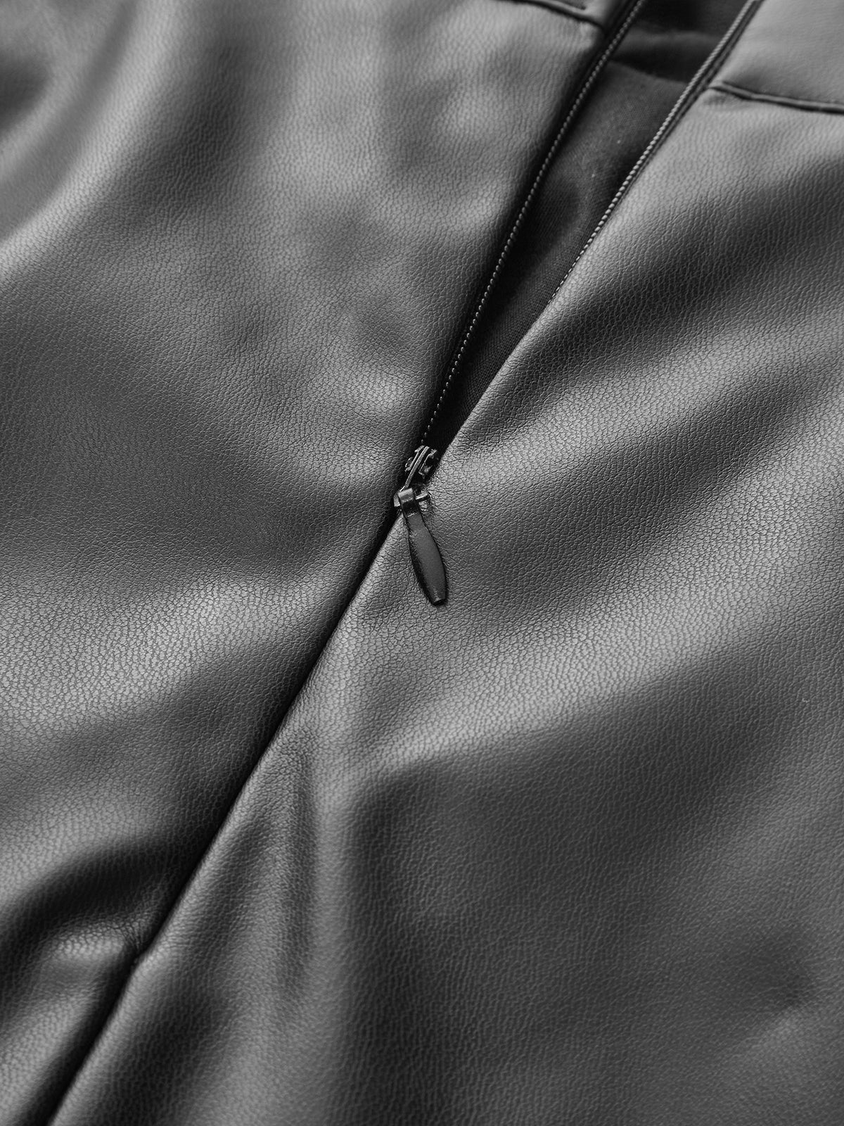 Riva Midi Skirt | Ruched Slit Faux Leather for Women 2