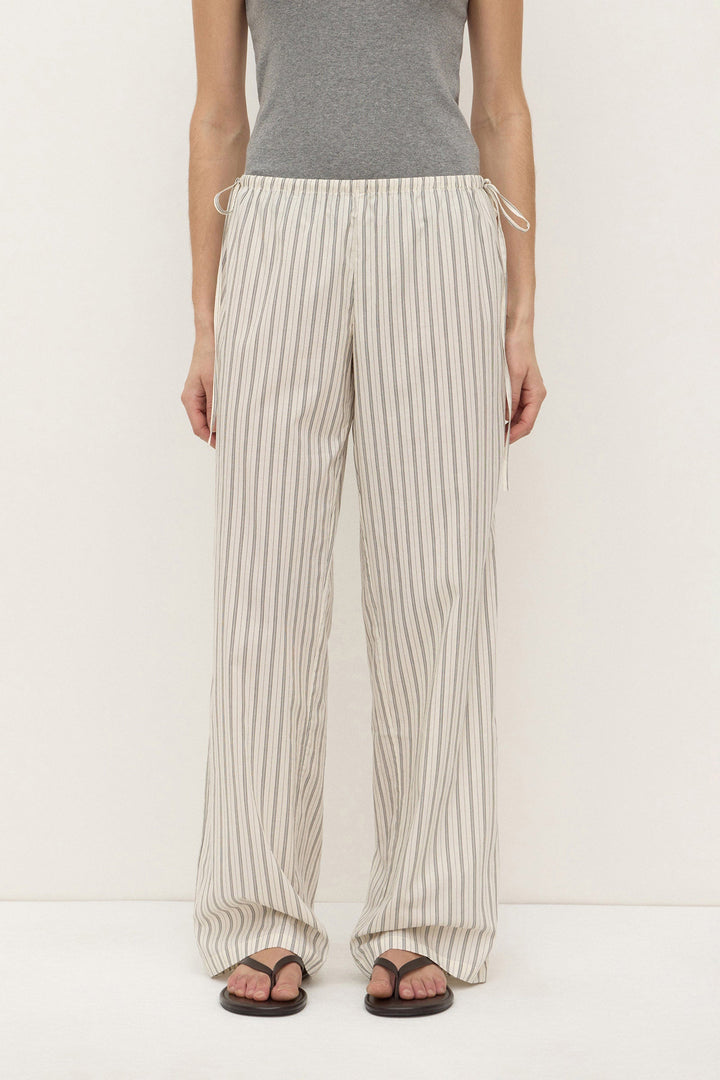 Riva Stripe Pants | Low-Rise Cotton, Elastic Waistband 1