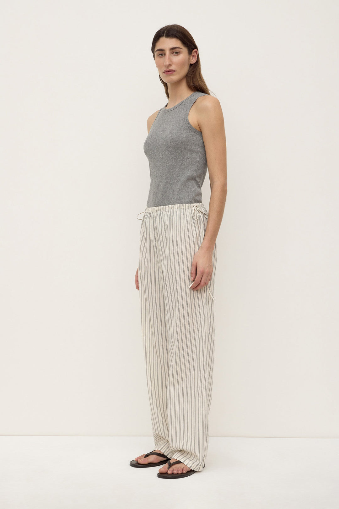 Riva Stripe Pants | Low-Rise Cotton, Elastic Waistband 2