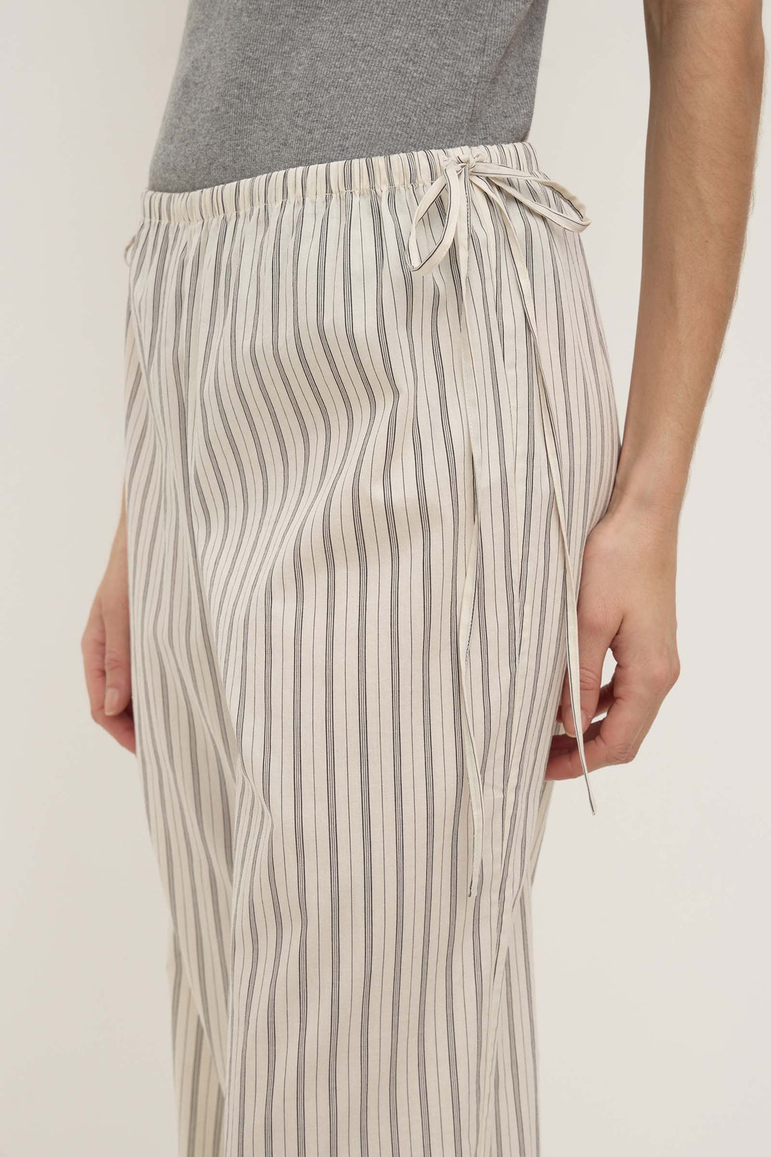 Riva Stripe Pants | Low-Rise Cotton, Elastic Waistband 3