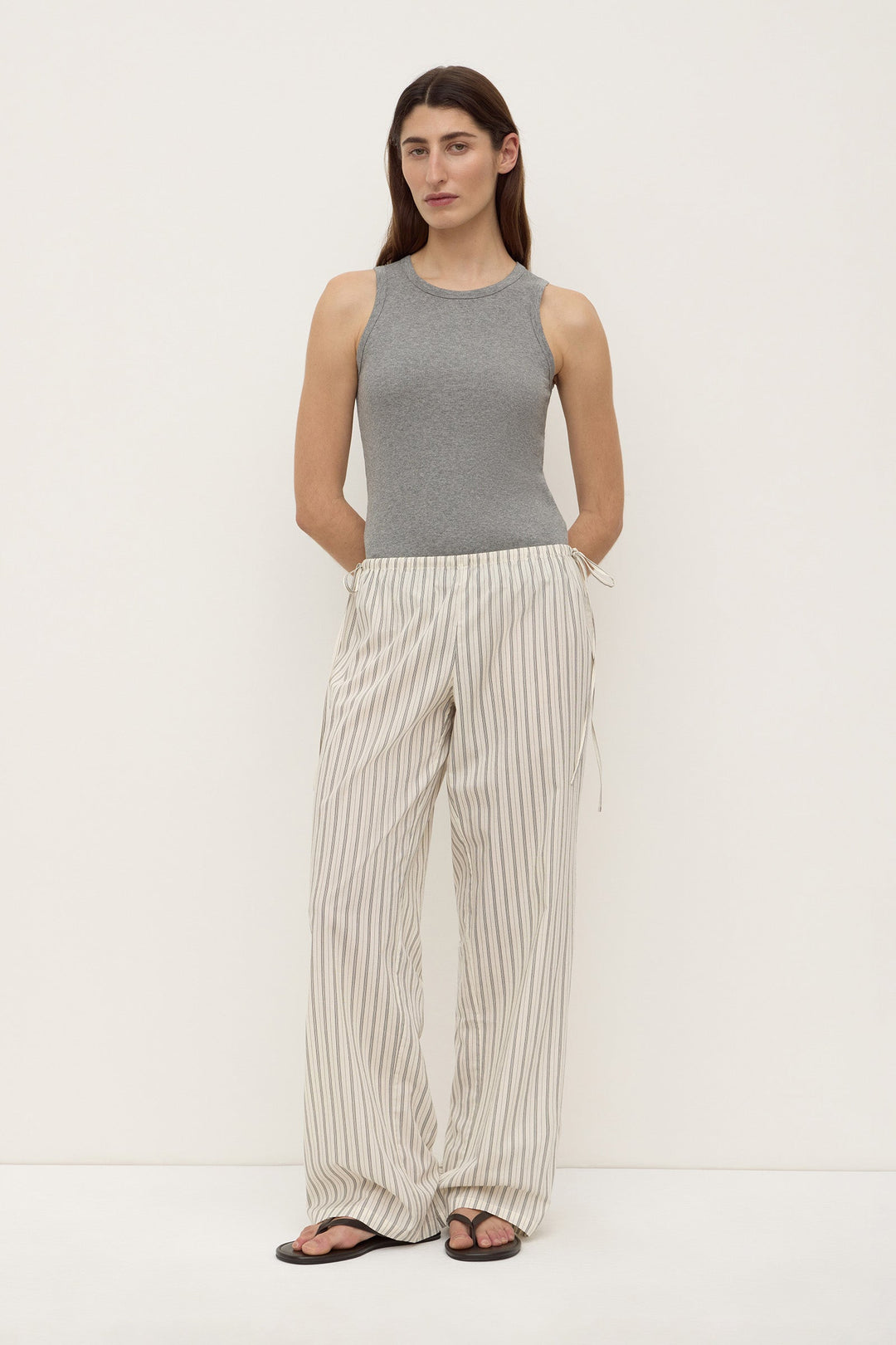 Riva Stripe Pants | Low-Rise Cotton, Elastic Waistband 4