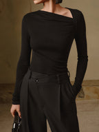 Riva Women's Shirt | Asymmetric Long Sleeve, Slim Fit 0
