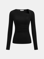 Riva Women's Shirt | Asymmetric Long Sleeve, Slim Fit 4