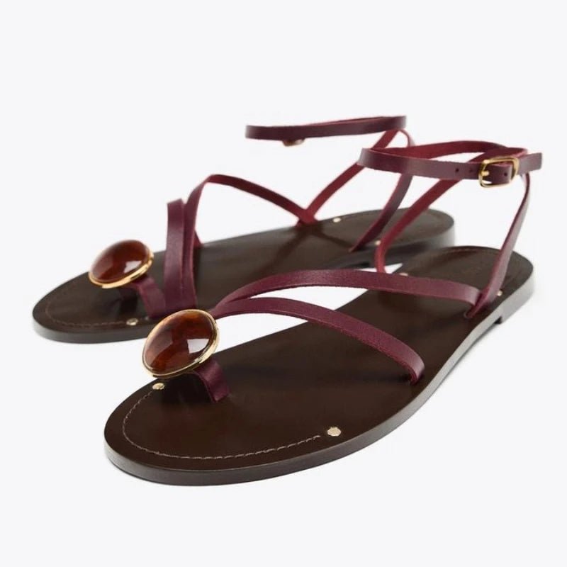 Riviera Sandals | Rhinestone-Embellished, Adjustable Ankle Strap 0