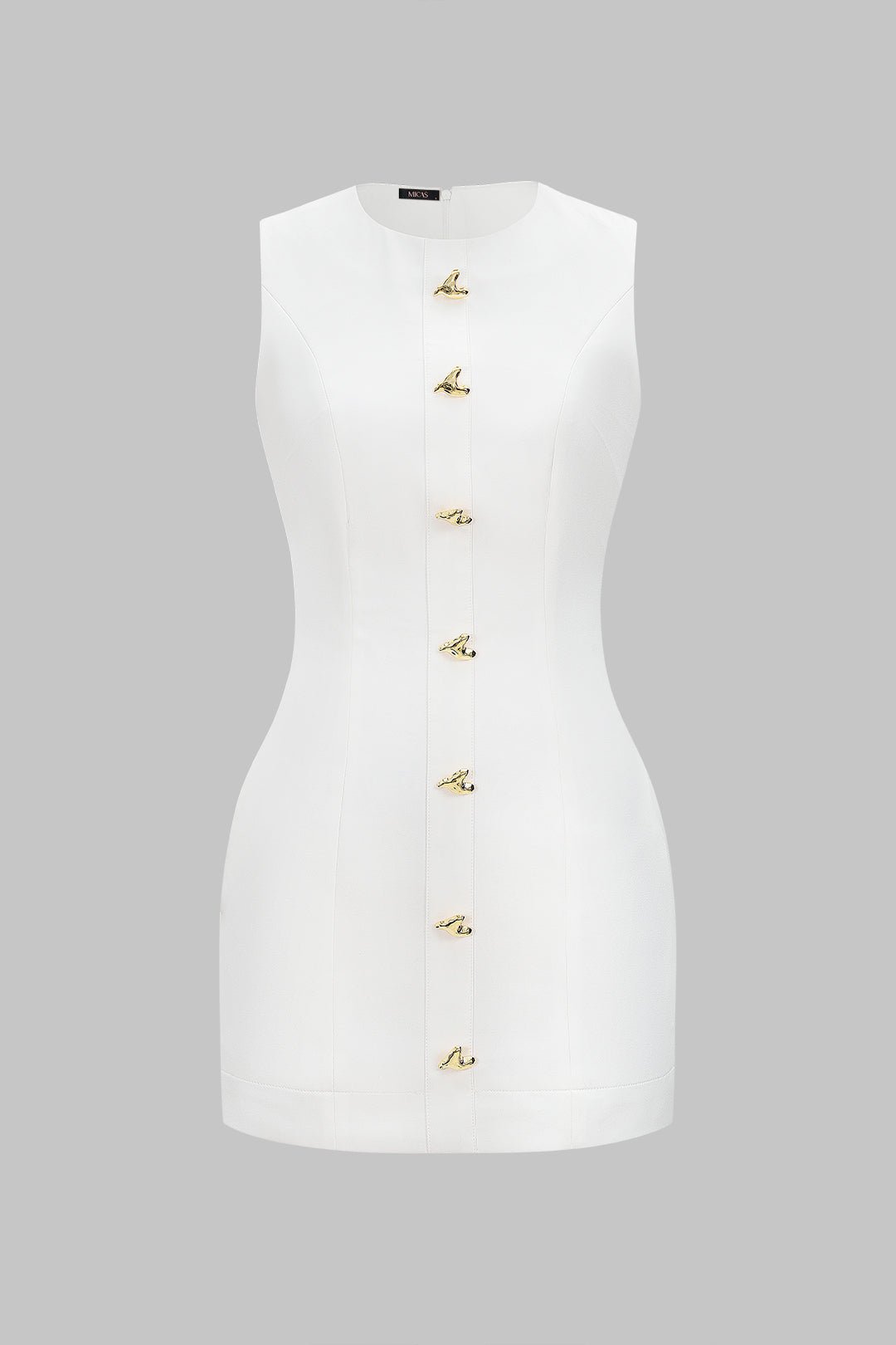 Ronda Mini Dress | Soft Fabric, Metallic Heart Button, Sleeveless, Summer Party Dress for Women 0