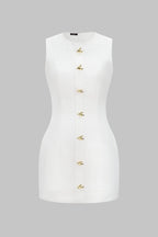 Ronda Mini Dress | Soft Fabric, Metallic Heart Button, Sleeveless, Summer Party Dress for Women 0