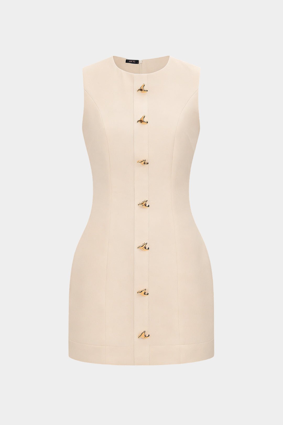 Ronda Mini Dress | Soft Fabric, Metallic Heart Button, Sleeveless, Summer Party Dress for Women 7