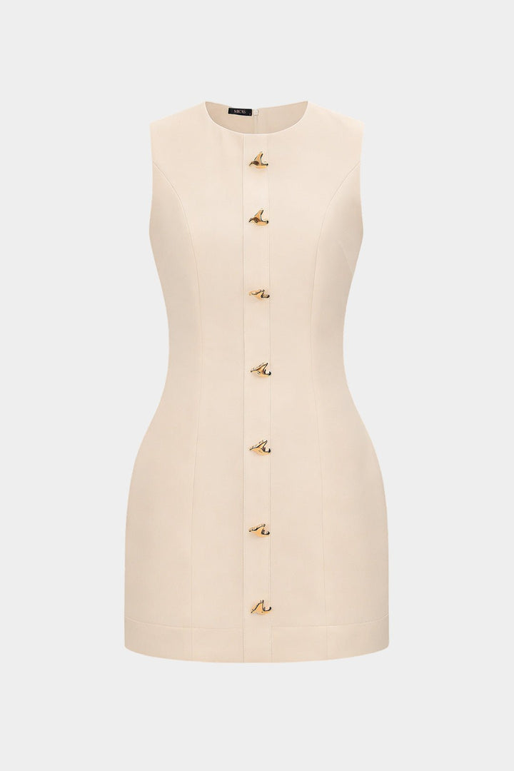 Ronda Mini Dress | Soft Fabric, Metallic Heart Button, Sleeveless, Summer Party Dress for Women 7