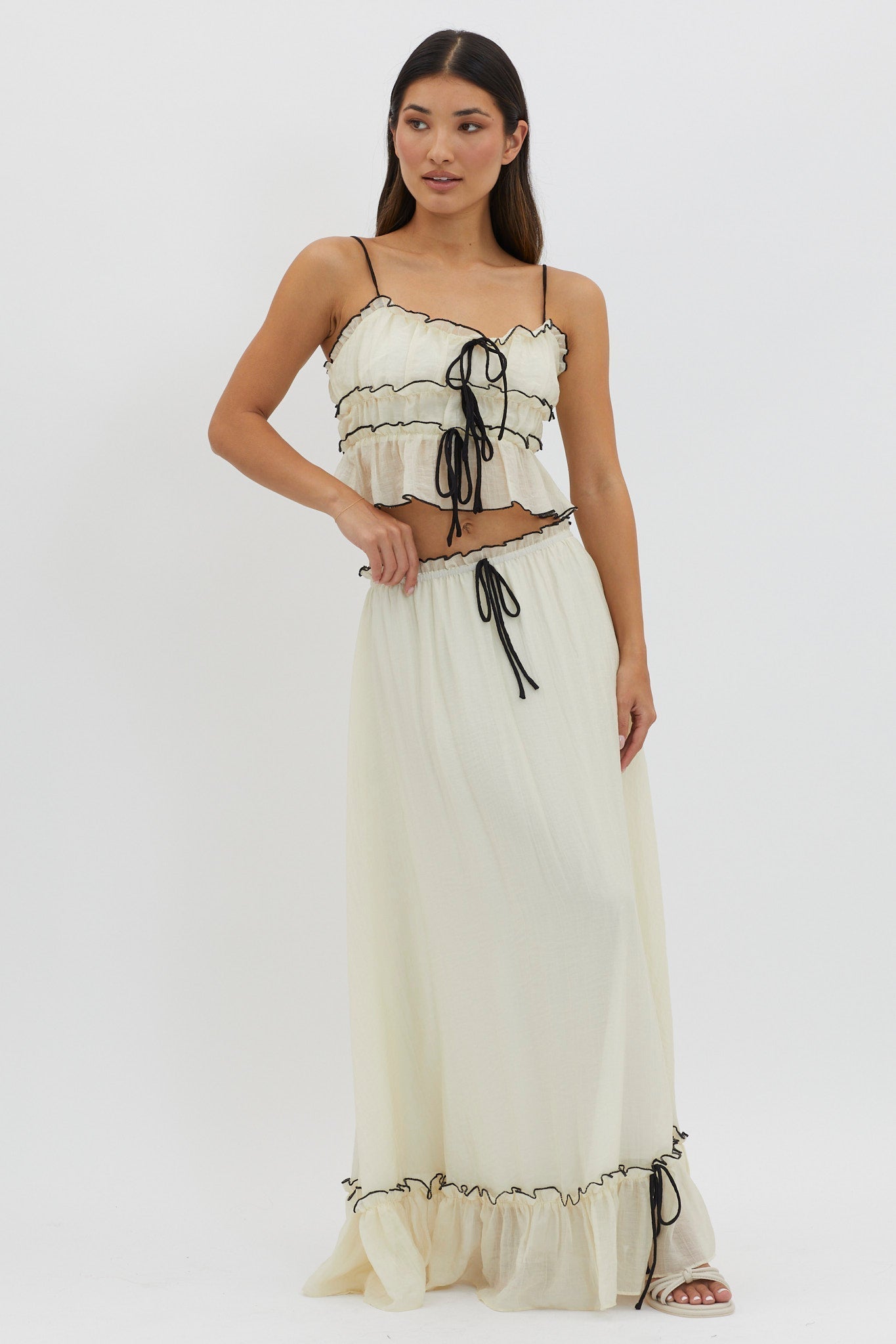 Roxy Summer Set | Boho Crop Top & Maxi Skirt, Adjustable Fit 0