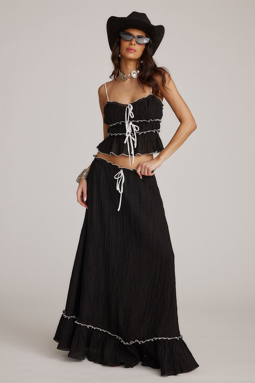 Roxy Summer Set | Boho Crop Top & Maxi Skirt, Adjustable Fit 3