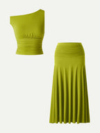 Roxy Women's Set | Soft Ruched Bra Top & A-Line Maxi Skirt 6