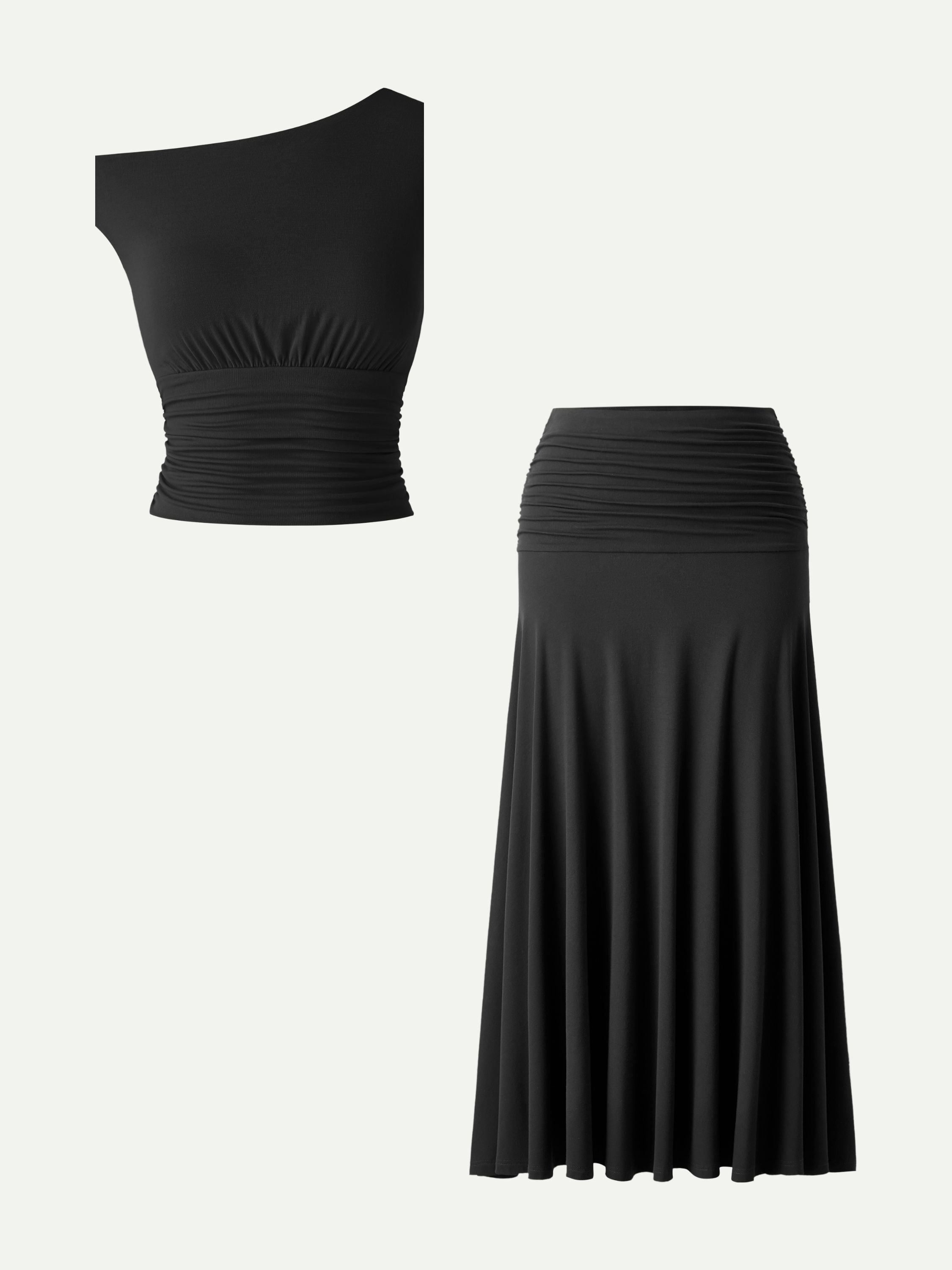 Roxy Women's Set | Soft Ruched Bra Top & A-Line Maxi Skirt 7