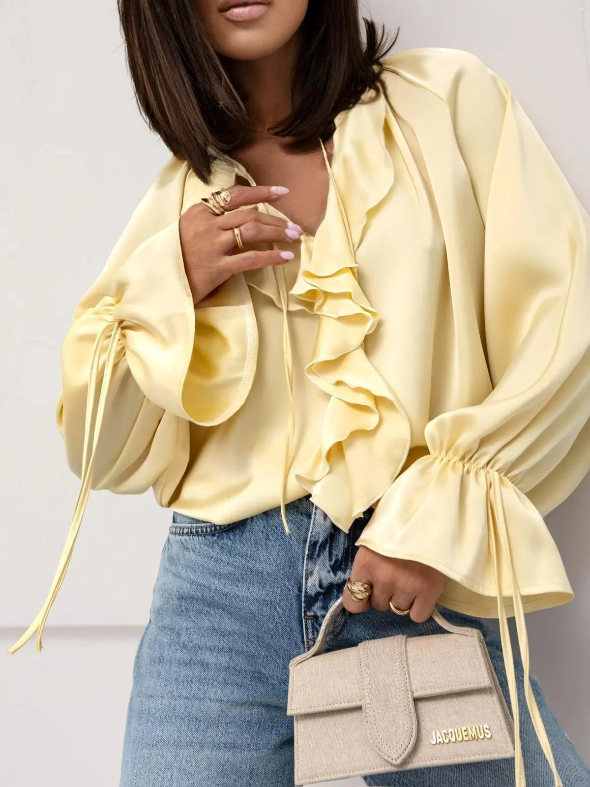 Liora | Satin Ruffle Blouse