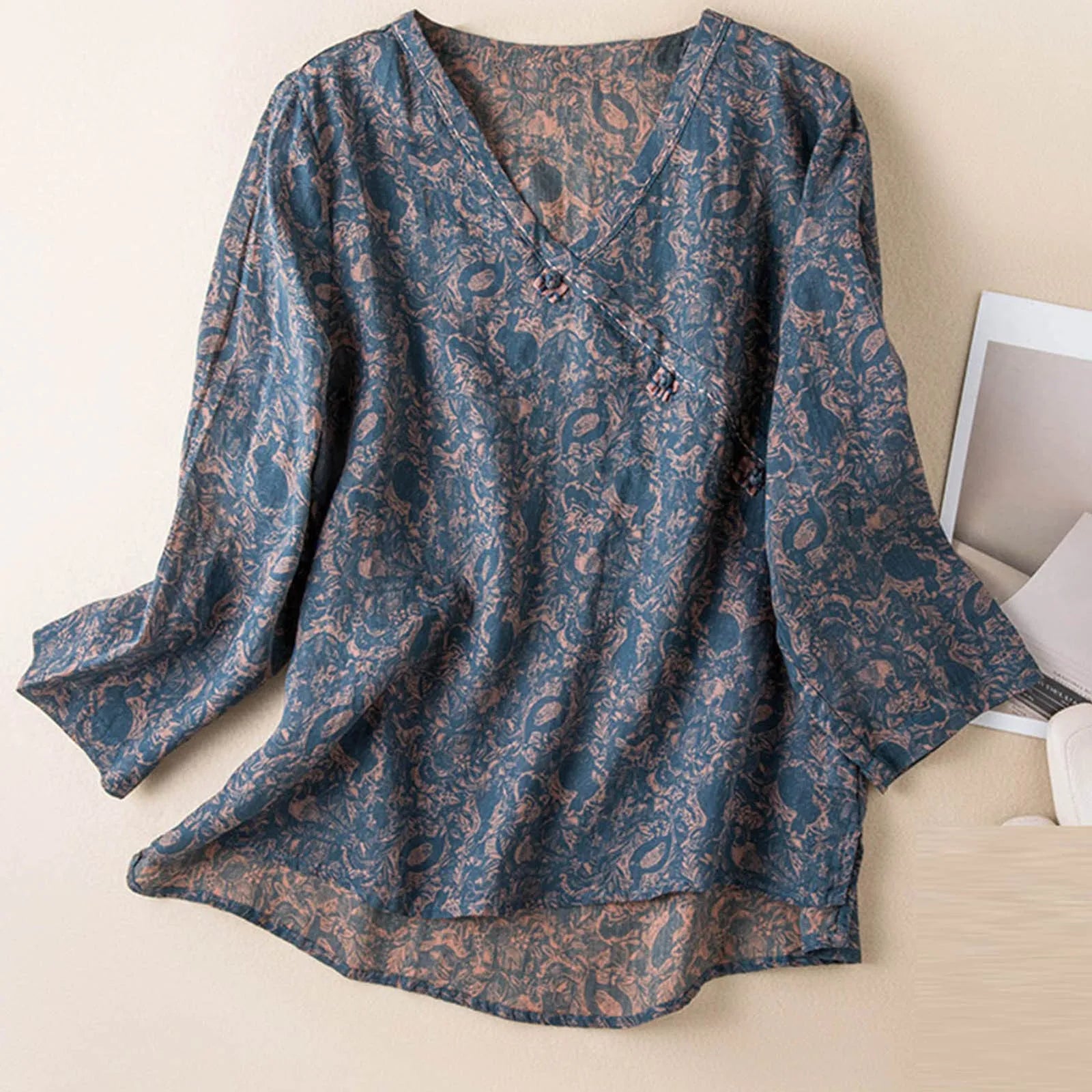 Kairo Crosswrap Blouse | Linen Blend, Asymmetrical Design for Women - 2