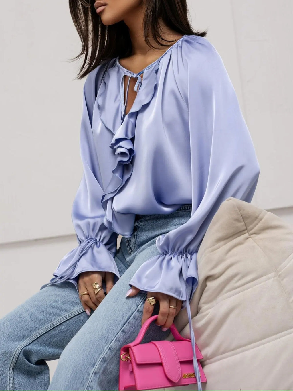Liora | Satin Ruffle Blouse