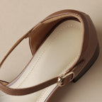 Felice | Leather Braided Ankle Strap Mid Heel Pumps