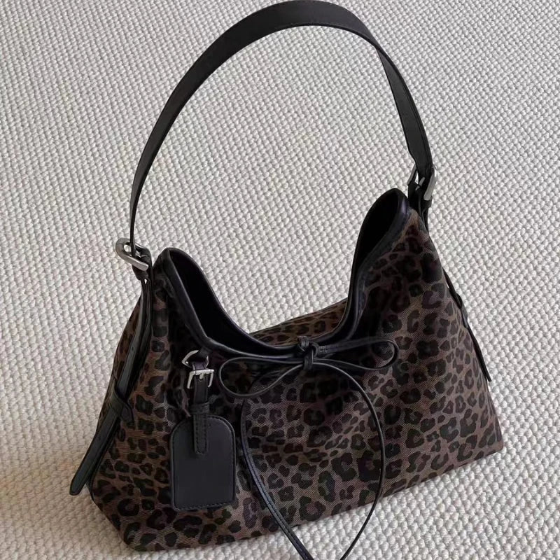 Leopard Print Shoulder Bag | Soft Suede Faux Finish