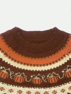 Punkin Sweater featuring a stylish jacquard design in soft wool, perfect for cozy autumn outfits. - 4