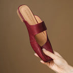 Yena | Leather Square Toe Chunky Heel Mules