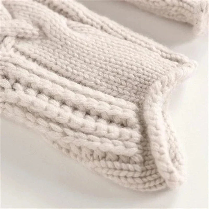Women's Braided-Knit Turtleneck Sweater, Rope Texture, Beige or Blue