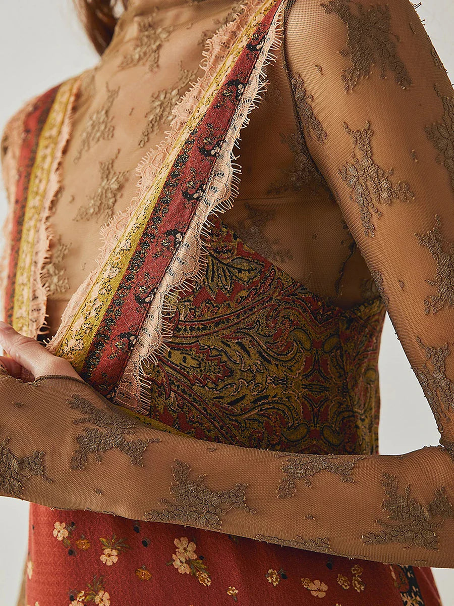 Sienna | Lace-Trim Floral Mini Dress