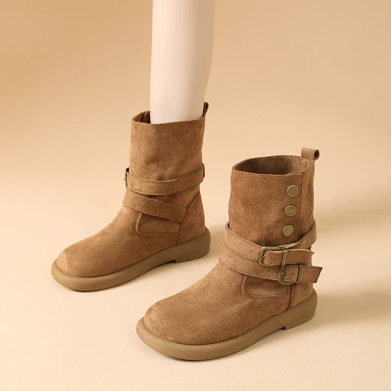 Calderon Suede Buckle Ankle Boots