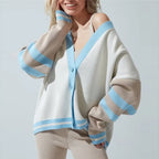 Crisp Cardigan in oversized soft cotton blend featuring stylish contrast trim, perfect for layering and adding comfort to any outfit. - 1