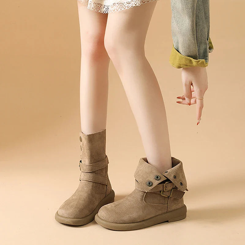 Calderon Suede Buckle Ankle Boots