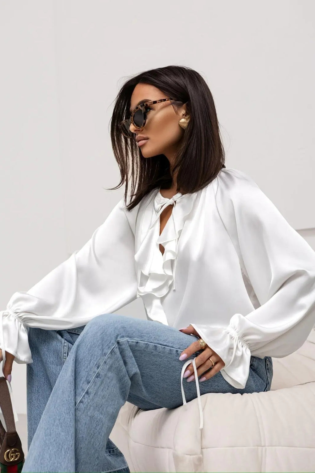 Liora | Satin Ruffle Blouse