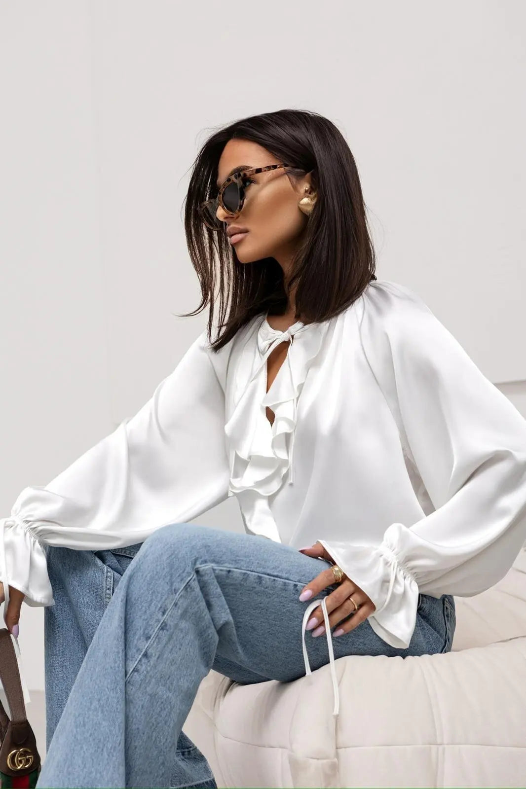 Liora | Satin Ruffle Blouse