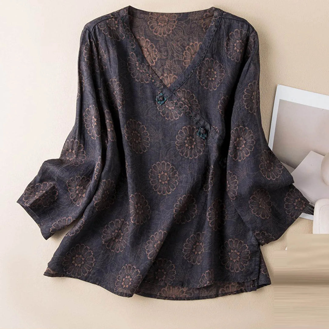 Kairo Crosswrap Blouse | Linen Blend, Asymmetrical Design for Women - 3