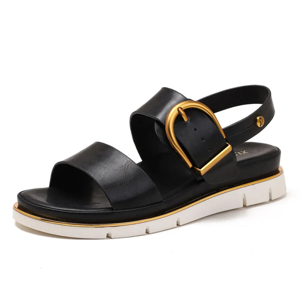 Valine | Gold-Buckle Strap Sandals