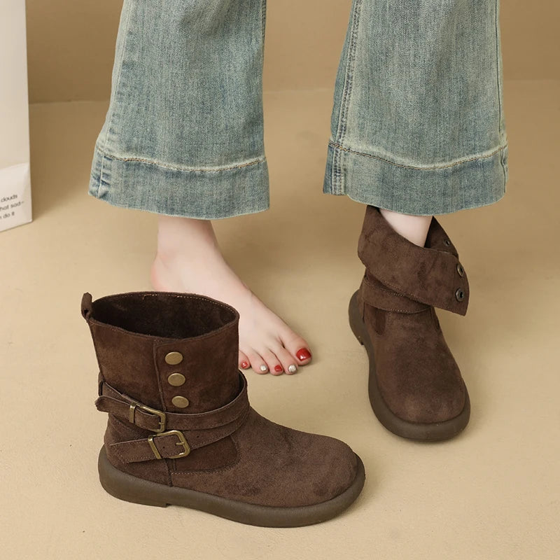 Calderon Suede Buckle Ankle Boots