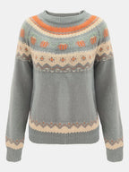 Punkin Sweater featuring a stylish jacquard design in soft wool, perfect for cozy autumn outfits. - 5