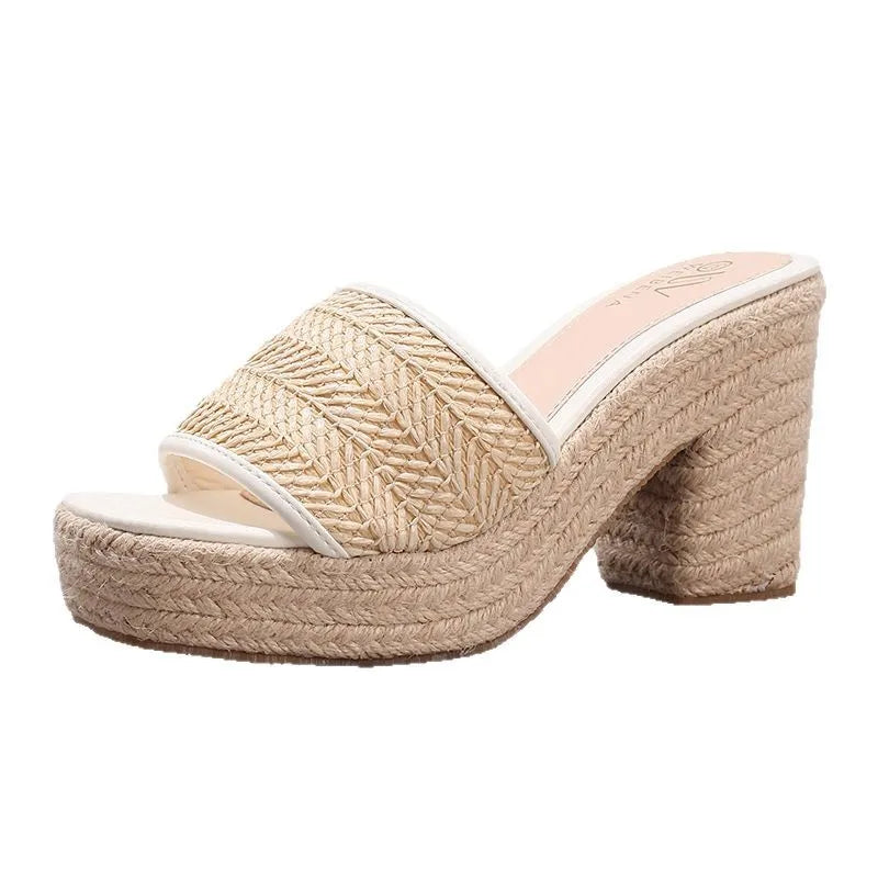 Célie | Natural Woven Heels