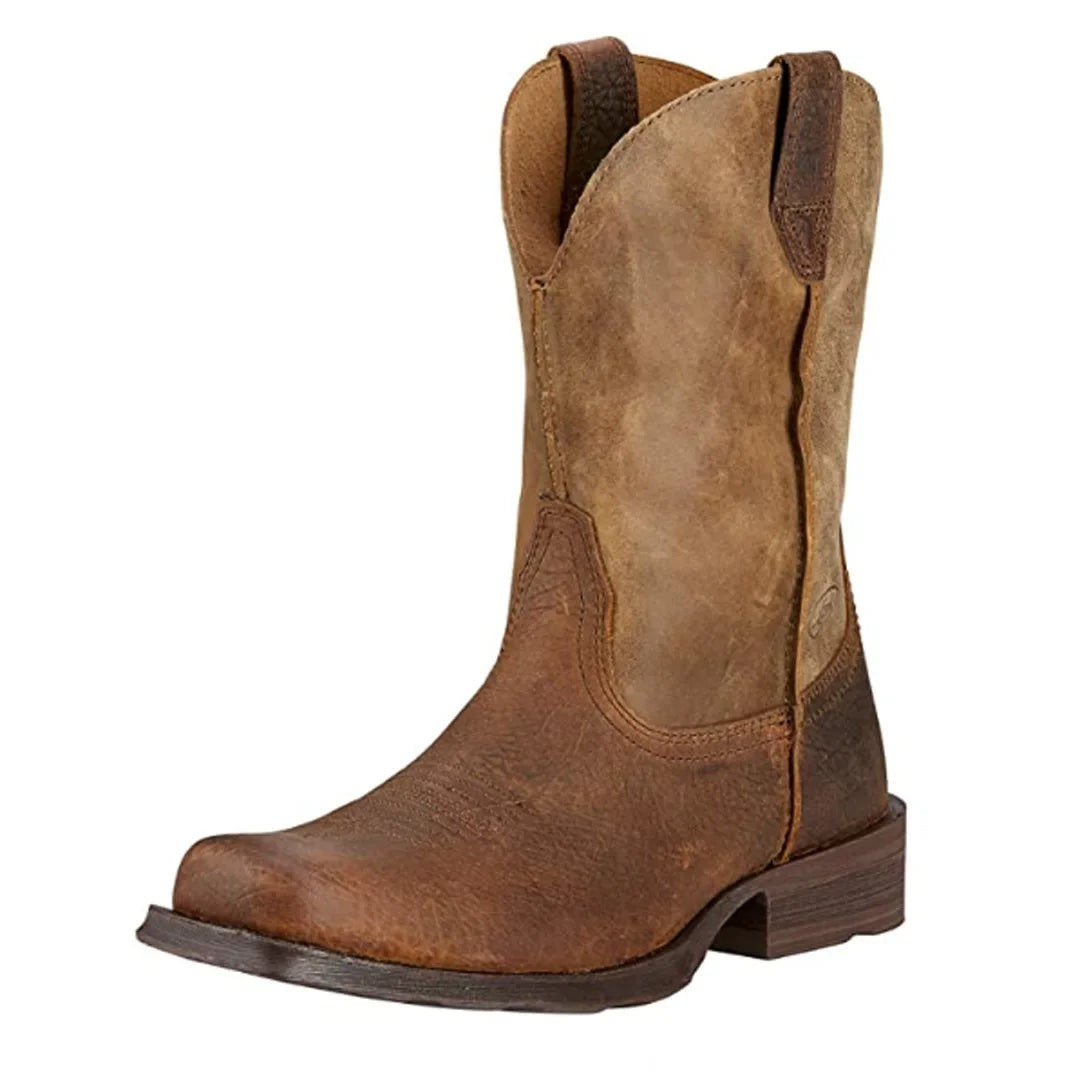 Men's Casual Winter Boots, Square Toe, Low Heel, Faux Leather
