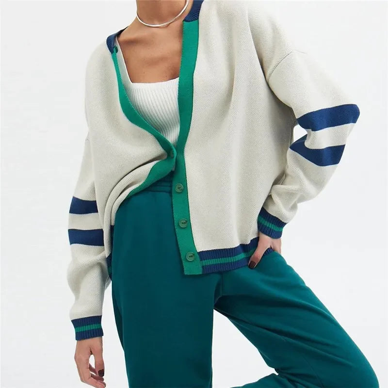 Crisp Cardigan in oversized soft cotton blend featuring stylish contrast trim, perfect for layering and adding comfort to any outfit. - 7