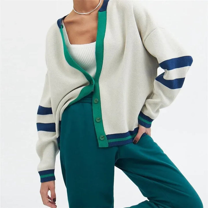 Crisp Cardigan in oversized soft cotton blend featuring stylish contrast trim, perfect for layering and adding comfort to any outfit. - 7