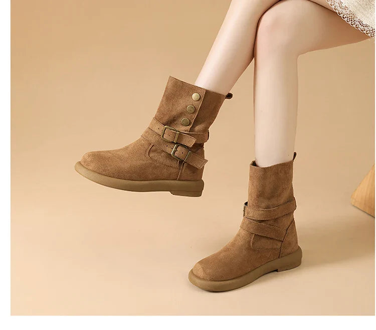 Calderon Suede Buckle Ankle Boots