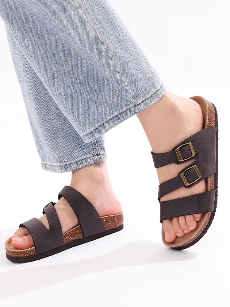 Hex | Nappa Leather Orthopedic Double Buckle Slide